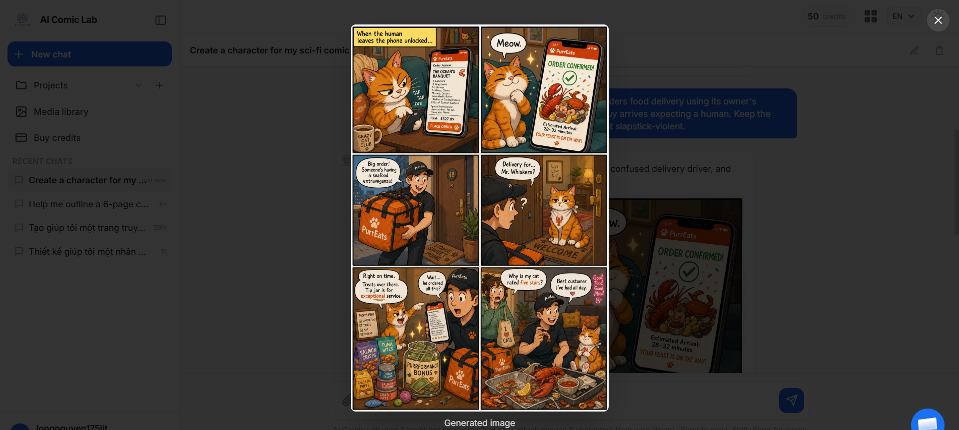 AI Comic Lab one-page comic result