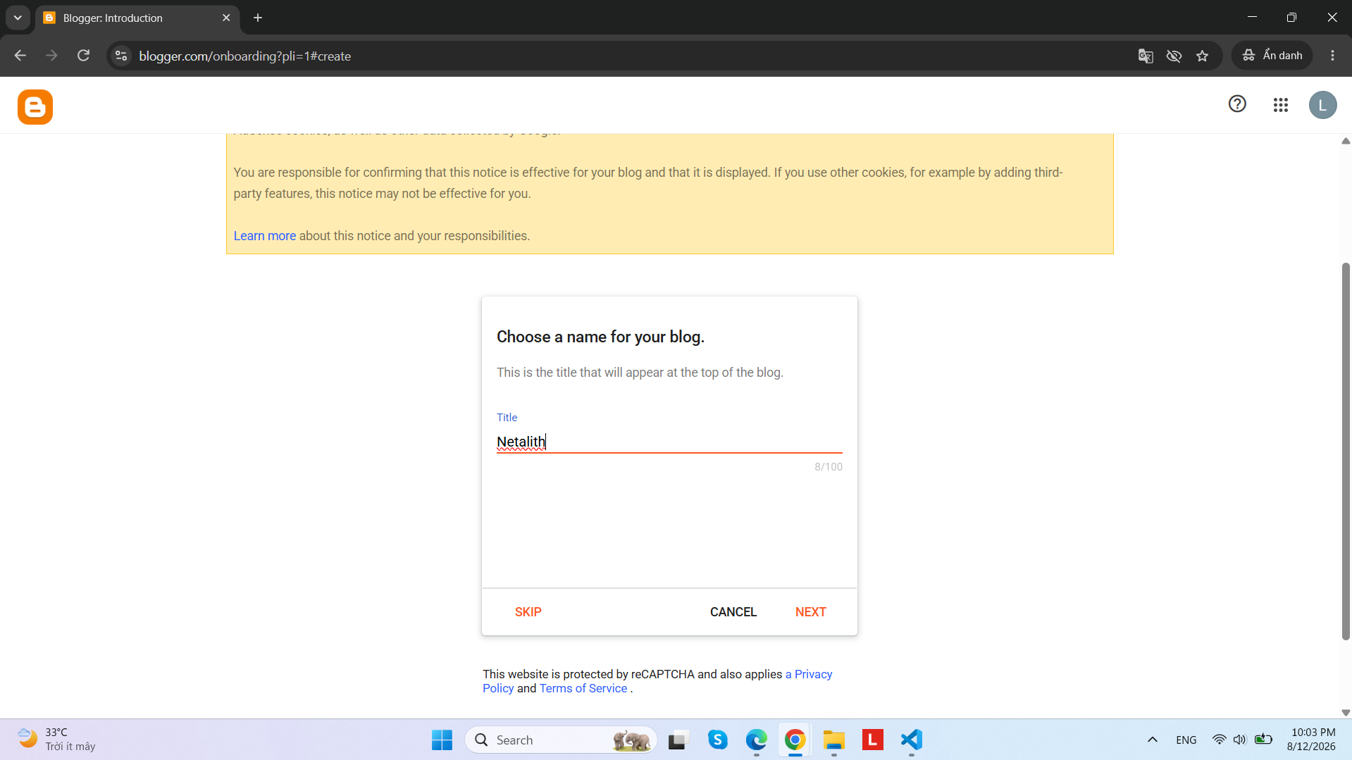 Choose a name for your blog