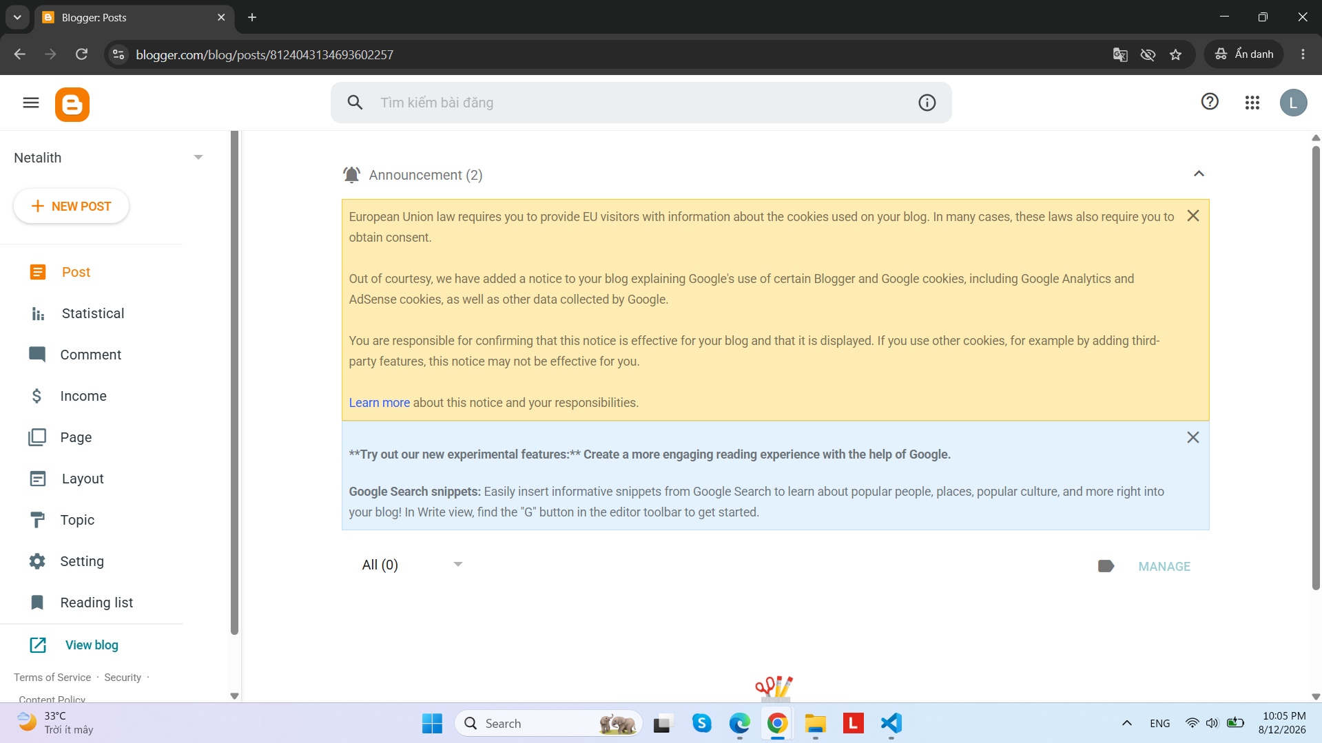 Complete and create a new blog post