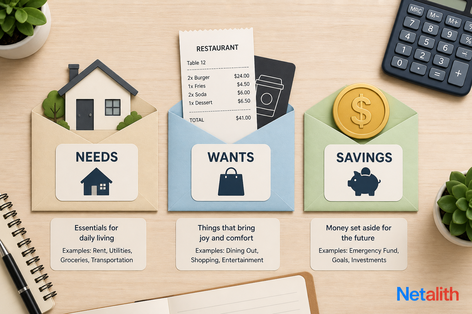 Needs wants and savings budget buckets for family financial planning