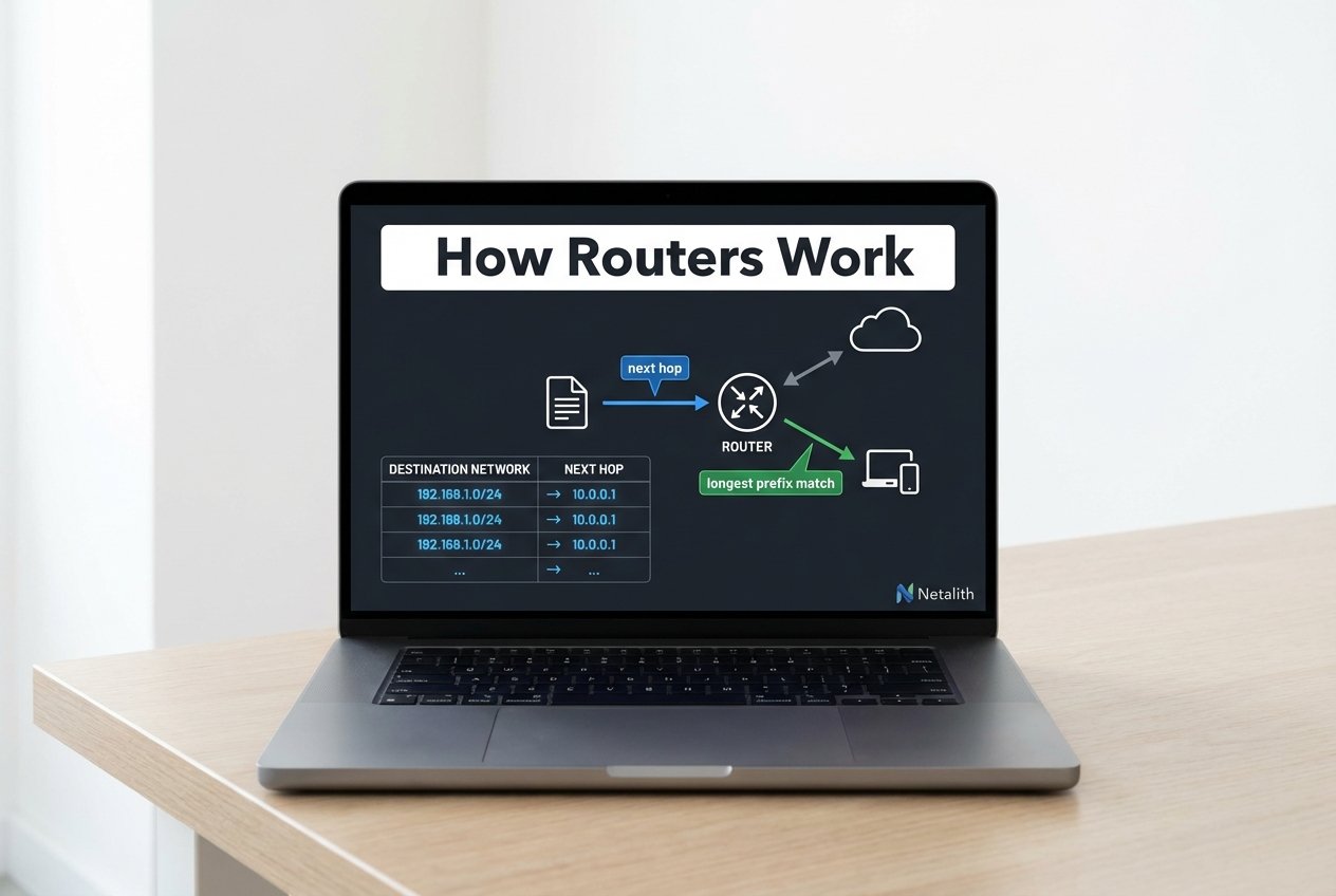 How Routers Work: Routing Tables, Next Hop Resolution, and Longest Prefix Match