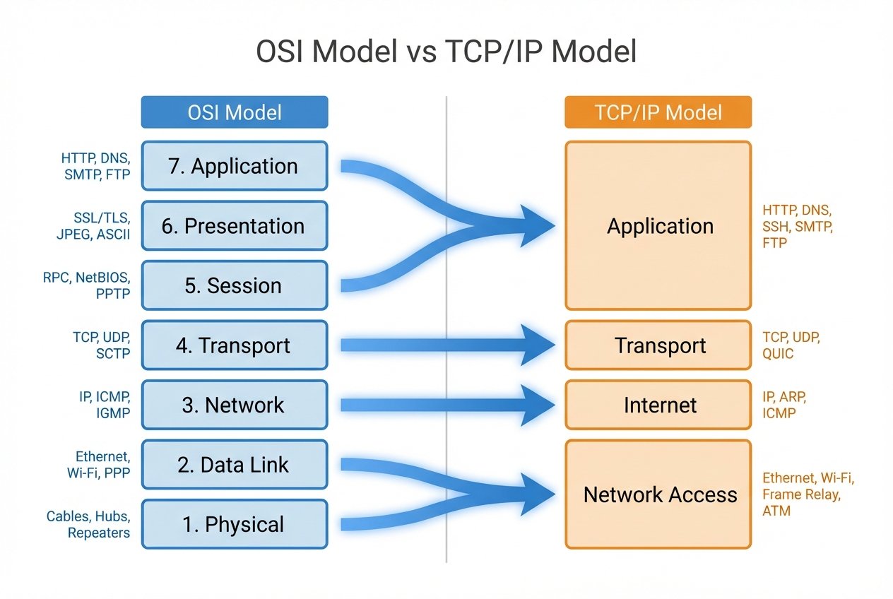 OSI Model vs TCP/IP Model: Key Differences, Layer Mapping, and Practical Use