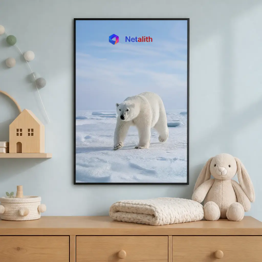 Arctic Polar Bear Minimal Arctic Wall Art | White And Blue Printable Digital Download | Animal Home Decor Print