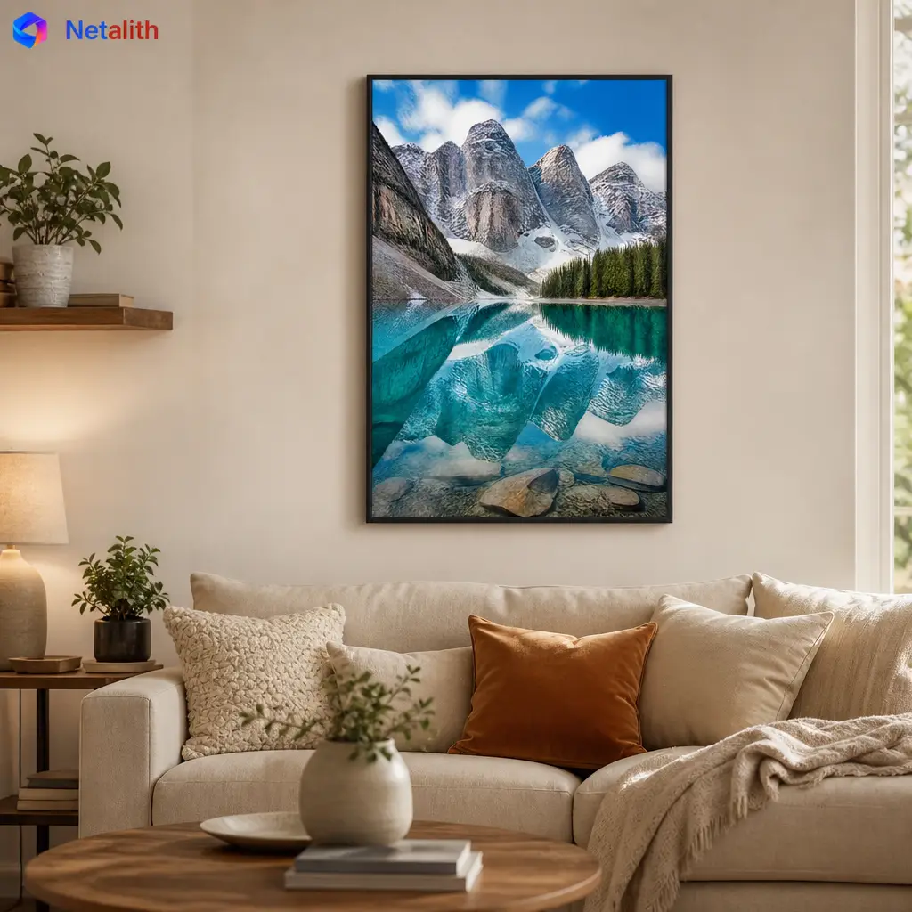 Banff Turquoise Lake Crisp Landscape Wall Art | Turquoise Printable Digital Download | Travel Home Decor Print