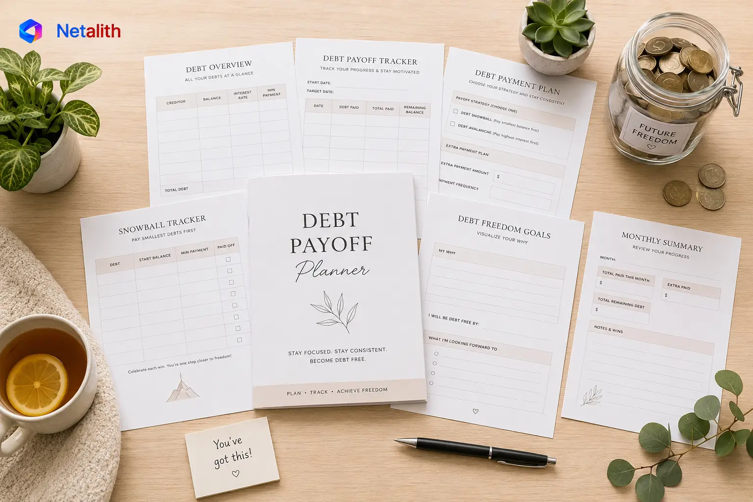 Debt Payoff Planner Printable | Debt Snowball & Avalanche Tracker PDF | Get Out of Debt Finance Journal | A4 A5 US Letter