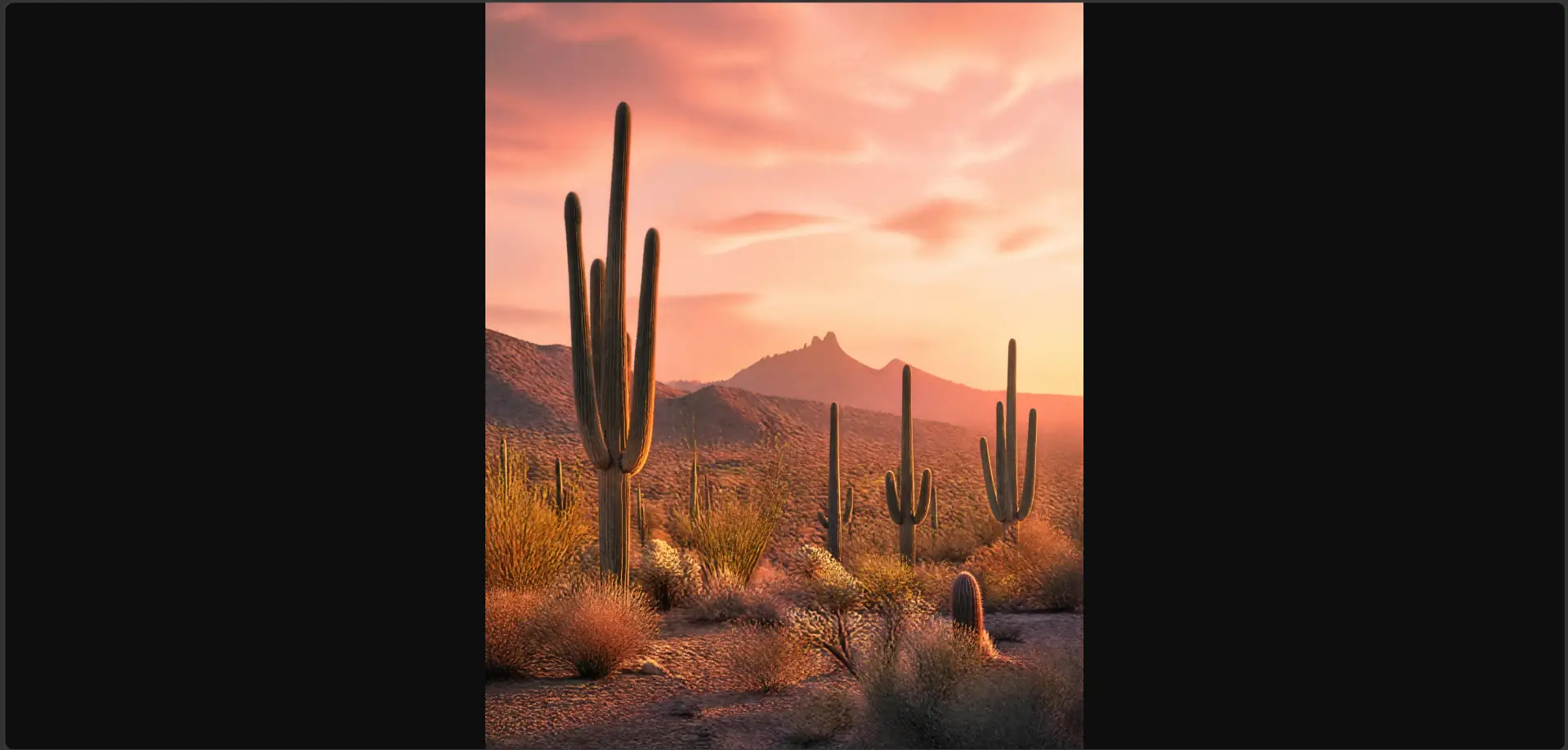 Desert Cactus at Golden Hour Wall Art | Warm Printable Digital Download | Southwest Boho Home Decor Print