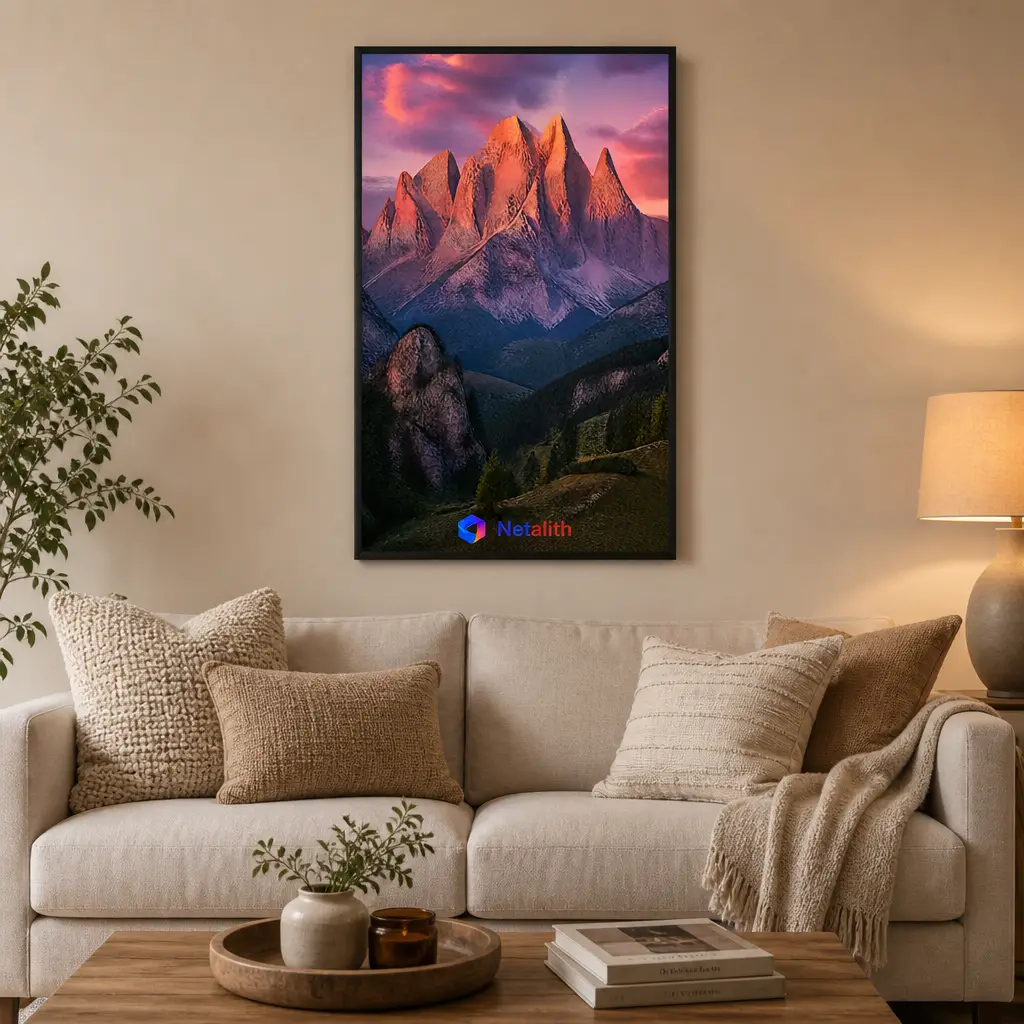 Dolomites Alpenglow Alpine Drama Wall Art | Rose Pink Printable Digital Download | Travel Home Decor Print