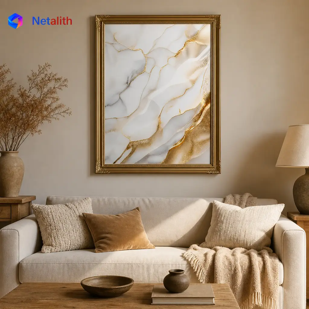 Gold Foil Marble Luxe Abstract Wall Art | White And Gold Printable Digital Download | Modern Home Decor Print