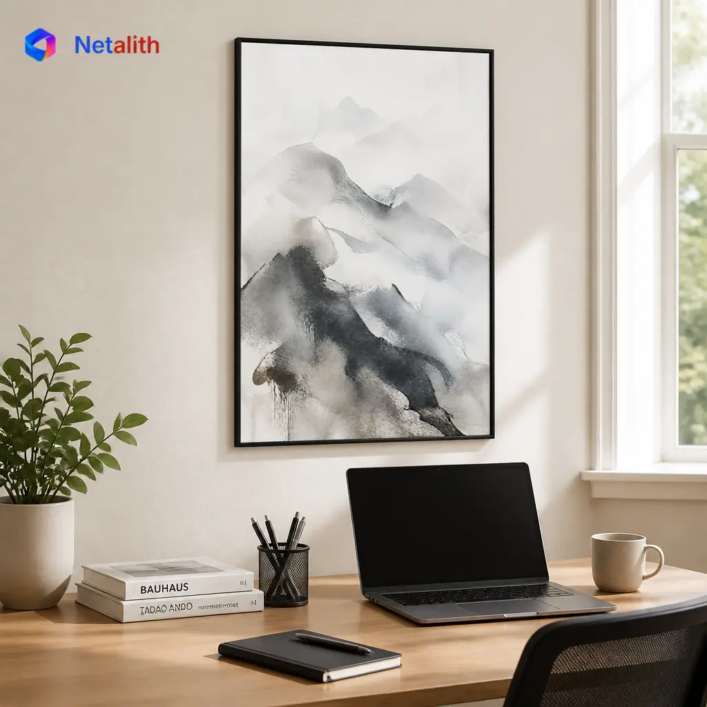 Ink Mountain Range Minimal Ink Wall Art | Charcoal And Grey Printable Digital Download | Modern Home Decor Print