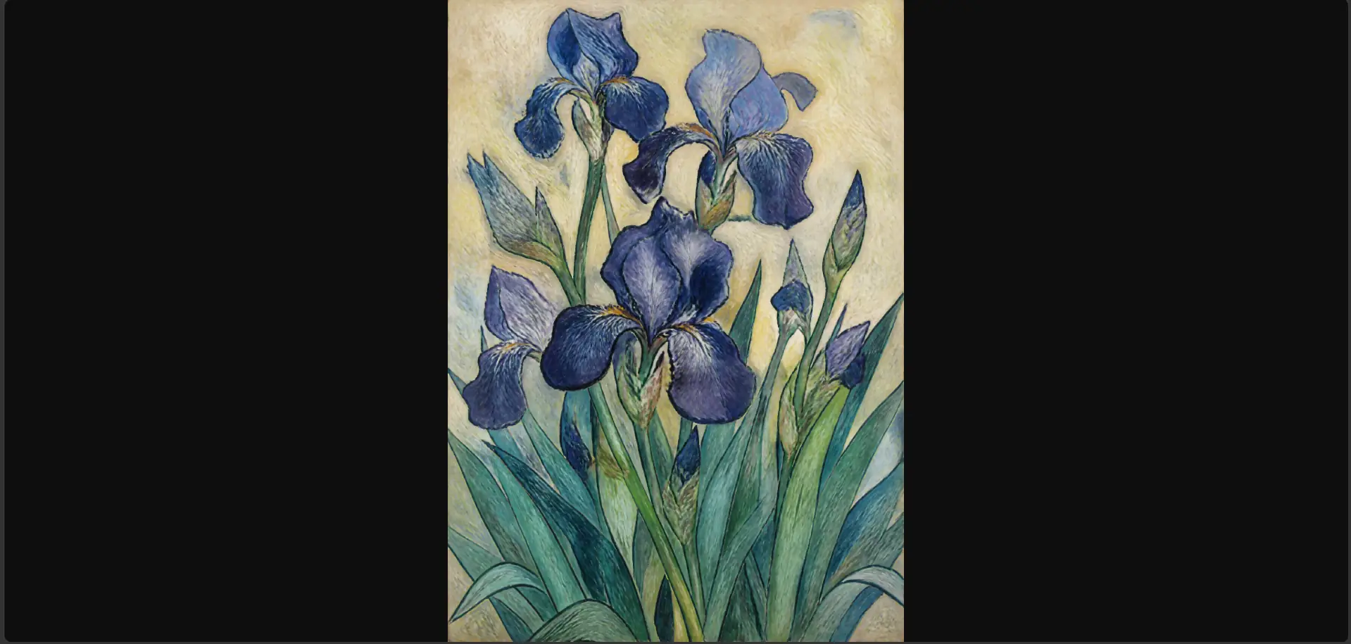 Irises in Bloom Classic Wall Art | Deep Violet Printable Digital Download | Post-Impressionist Floral Botanical Home Decor Print