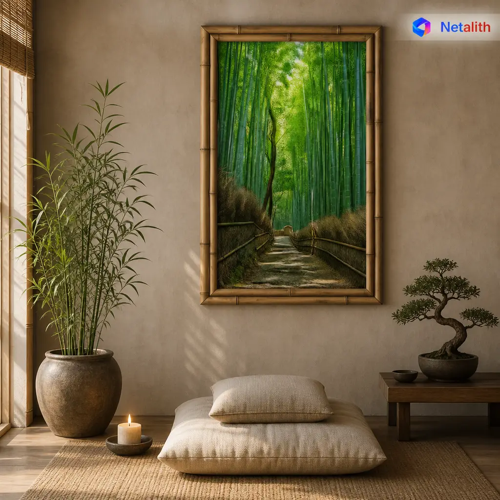 Kyoto Bamboo Forest Zen Nature Wall Art | Fresh Green Printable Digital Download | Travel Home Decor Print