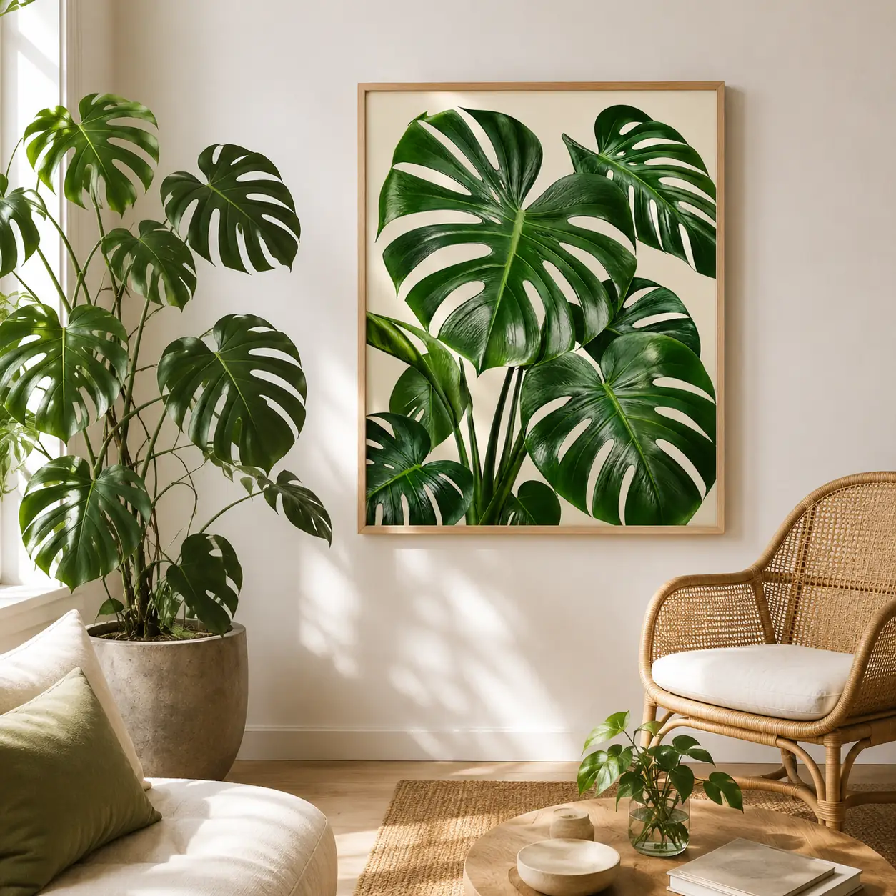Tropical Monstera Leaf Wall Art | Lush Green Printable Digital Download | Botanical Jungle Home Decor Print