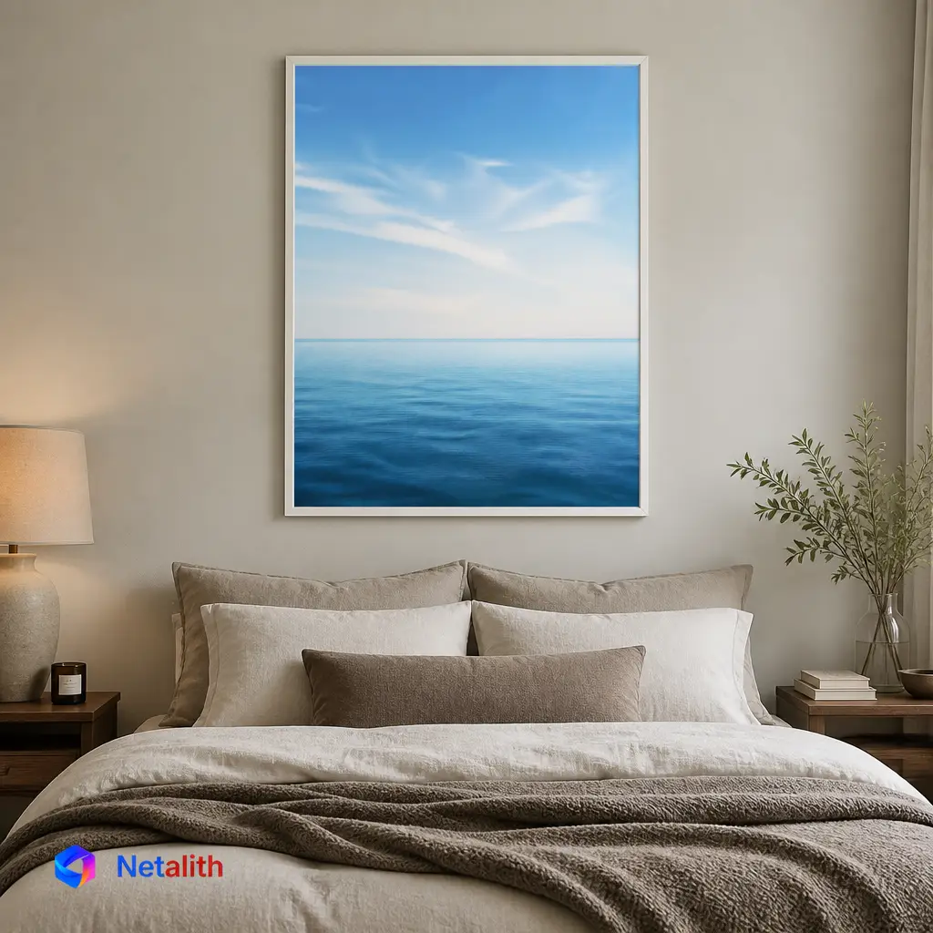 Ocean Horizon Minimal Abstract Minimal Wall Art | Soft Blue Printable Digital Download | Coastal Home Decor Print