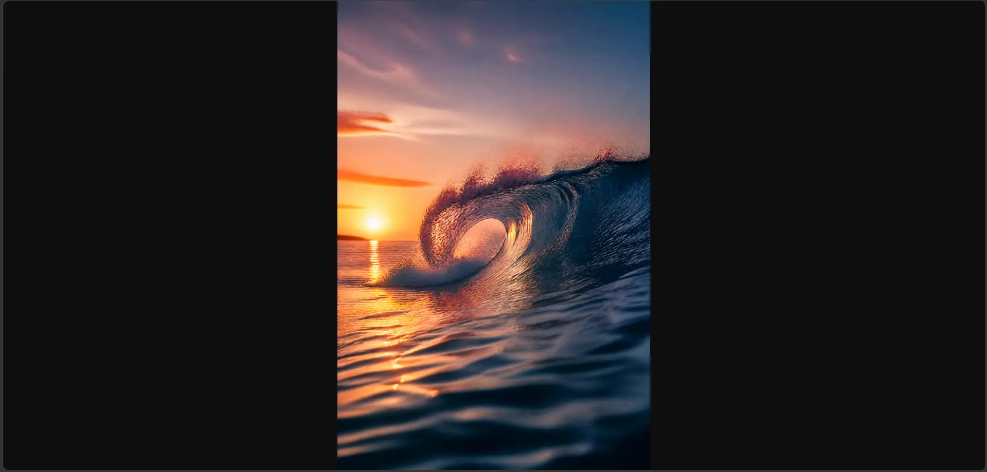 Ocean Wave at Sunset Wall Art | Golden Blue Printable Digital Download | Calming Seascape Home Decor Print