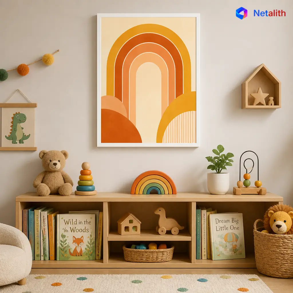 Retro Rainbow Arch 70S Retro Wall Art | Warm Rainbow Printable Digital Download | Modern Home Decor Print