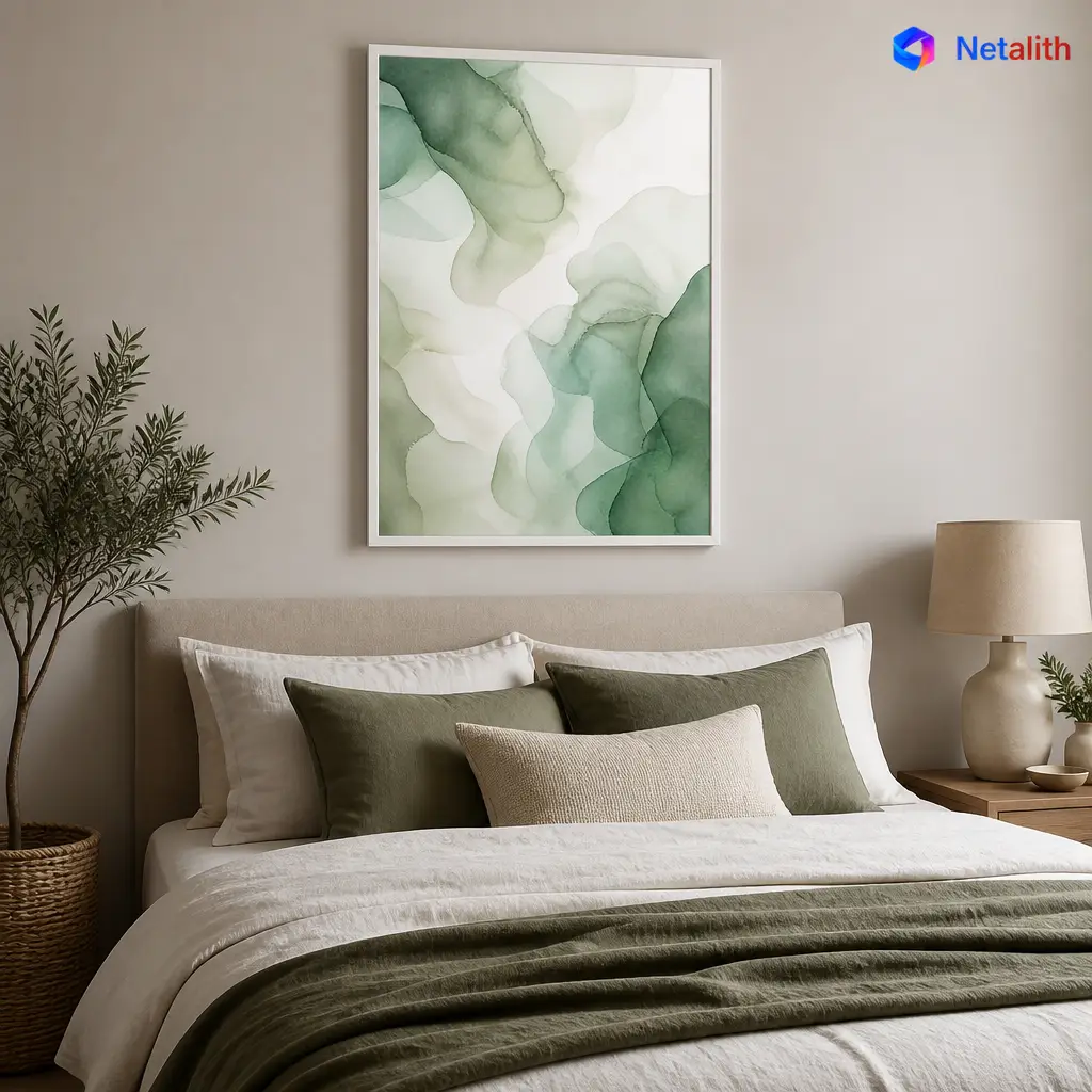 Sage Watercolor Wash Abstract Watercolor Wall Art | Sage Green Printable Digital Download | Modern Home Decor Print