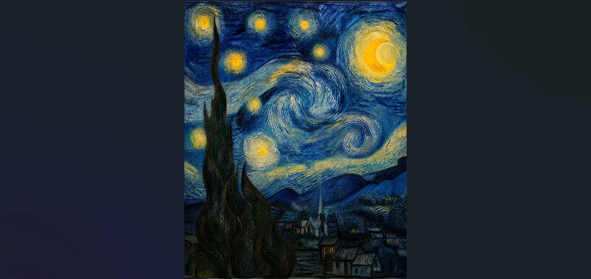 Starry Night Sky Post-Impressionist Wall Art | Swirling Blue Printable Digital Download | Van Gogh Style Home Decor Print