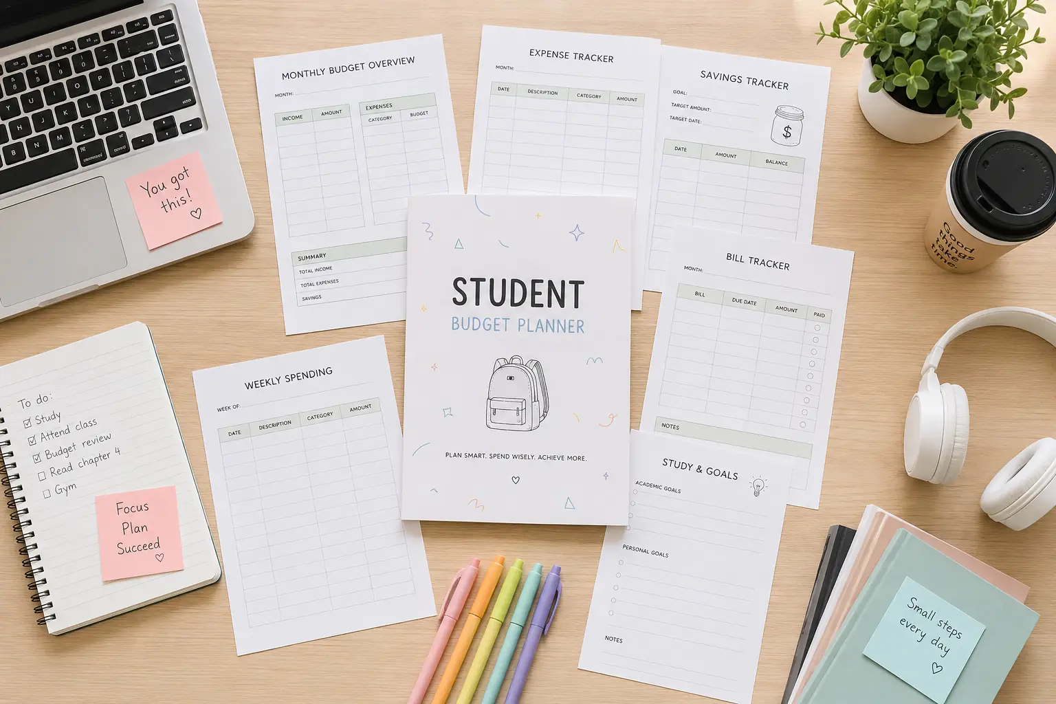 Student Budget Planner Printable | College Finance Journal PDF | Tuition, Textbook & Semester Expense Tracker | A4 A5 US Letter
