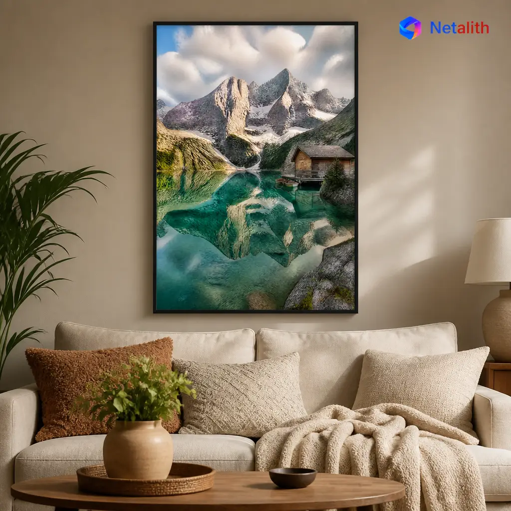 Swiss Alps Lake Alpine Photo Art Wall Art | Teal And Blue Printable Digital Download | Travel Home Decor Print
