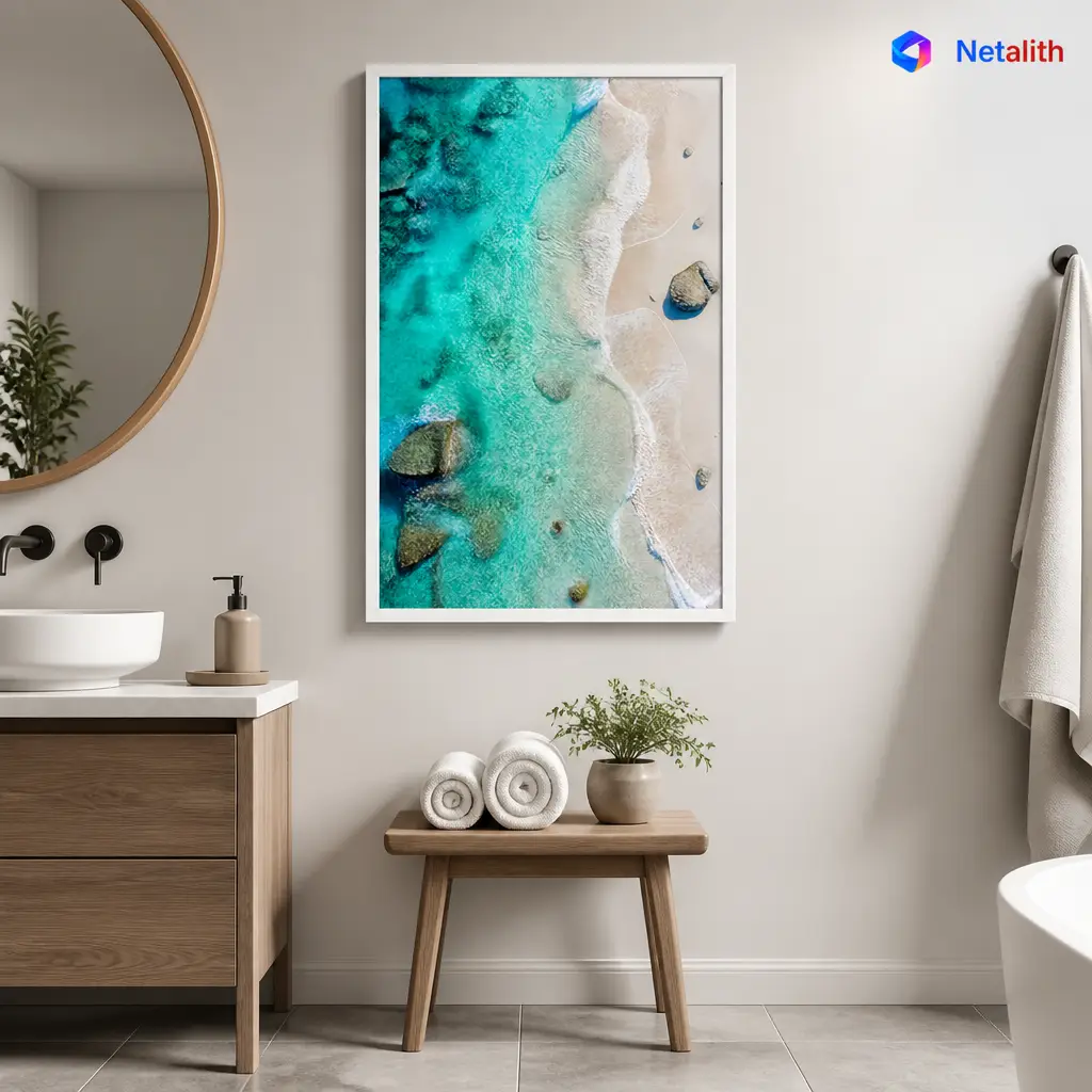 Turquoise Beach Aerial Aerial Photography Wall Art | Deep Teal Printable Digital Download | Coastal Home Decor Print