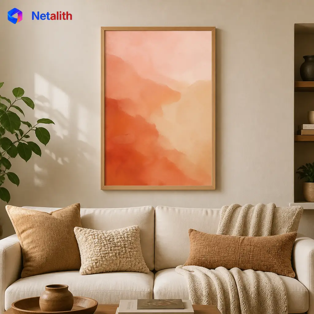 Warm Tone Study Color Field Wall Art | Terracotta And Blush Printable Digital Download | Modern Home Decor Print